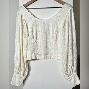 Free People, NWT, Petunia Eyelet Blouse, Ivory, L, P2P:18”